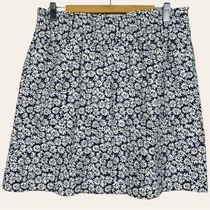 JCrew Linen Blend Daisy Floral Print Paperbag Waist Pull On Mini City Skirt 12